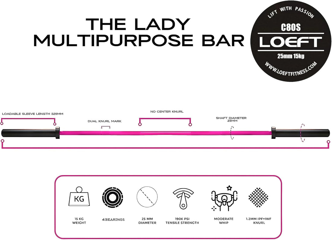 6ft Olympic Barbell -Pink