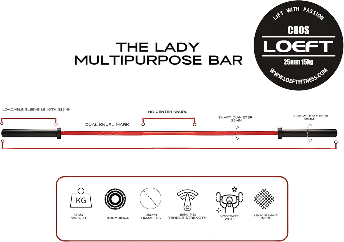6ft Olympic Barbell -Red