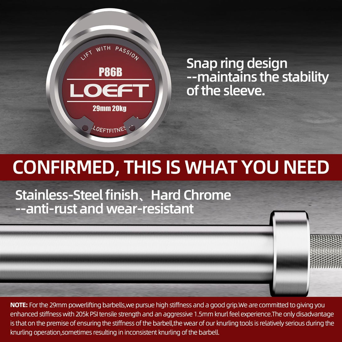 29MM Powerlifting Barbell-Stainless steel